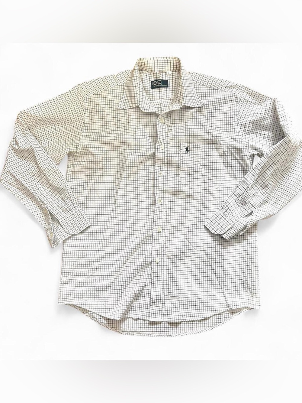Polo Rauph Lauren Men's white Checkered bottom up Shirt
